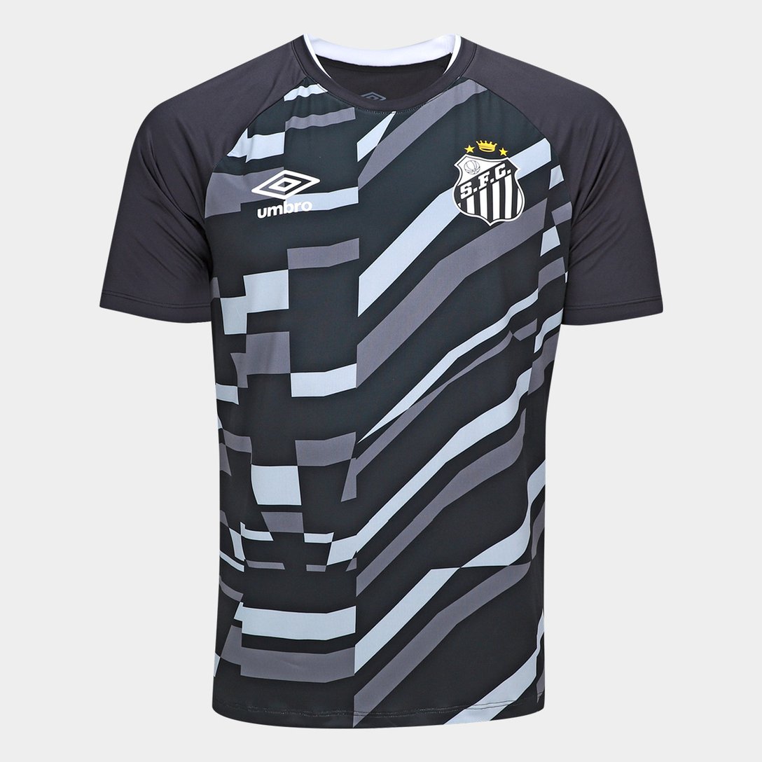 Camisa Santos 26/27 Aquecimento Umbro Masculina - Preto+Branco