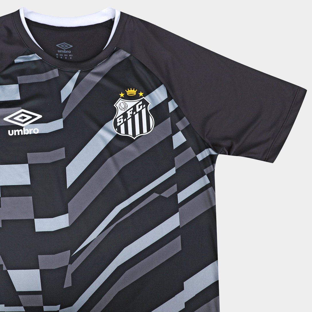 Camisa Santos 26/27 Aquecimento Umbro Masculina - Preto+Branco