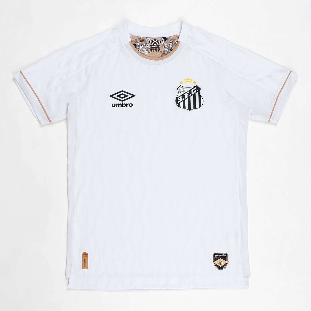 Camisa Santos I 26/27 Jogador Umbro Masculina Branco e Bronze