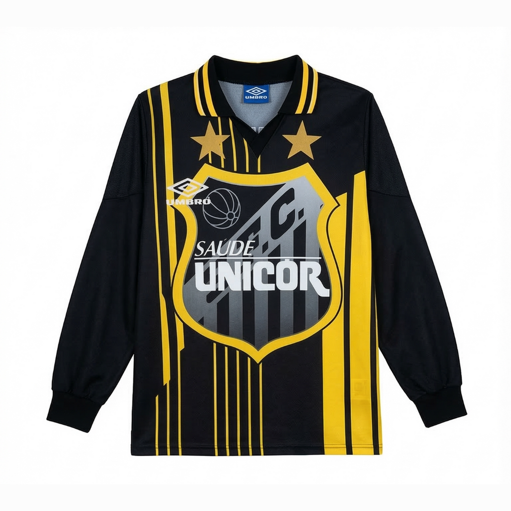 Camisa Retrô Santos Umbro Saúde Unicor 1998 Manga Longa